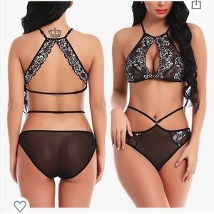 Lot of 3 Chomoleza Women Lace Lingerie Bra and Panty Sets